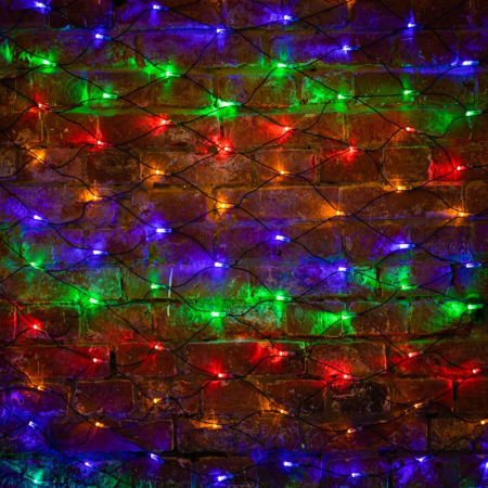 Гирлянда светодиодная Сеть 2х1,5м 288 LED МУЛЬТИ черный ПВХ IP65 постоянное свечение 230В контроллер в комплекте NEON-NIGHT