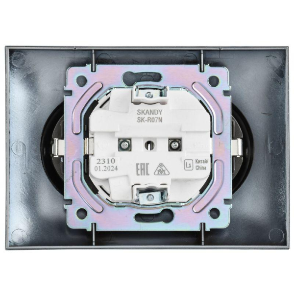 Розетка 2-м SKANDY 16А с заземл. защ. шторки в сборе SK-R07N никель IEK SK-R24-16-K50-F