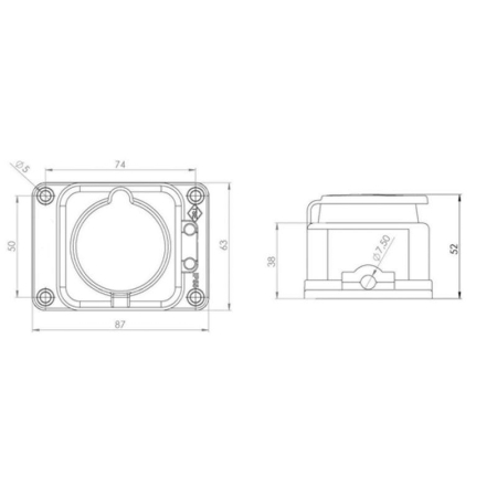Розетка влагозащищенная с крышкой 1 гнездо, с/з, 16А, IP54, каучук, черная REXANT