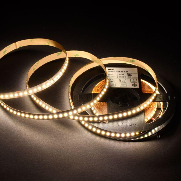 Лента светодиодная 2835-168LED 14Вт/м IP20 10мм 24В 3000К (уп.5м) IEK LSR6-1-168-20-1-05