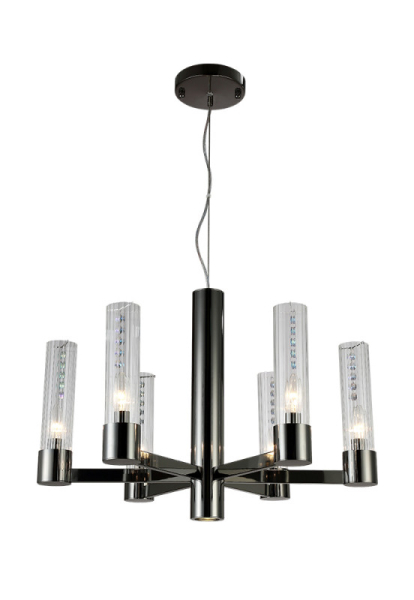 Подвесная люстра Crystal Lux OTONO SP6+1 BLACK CHROMIUM/TRANSPARENTE