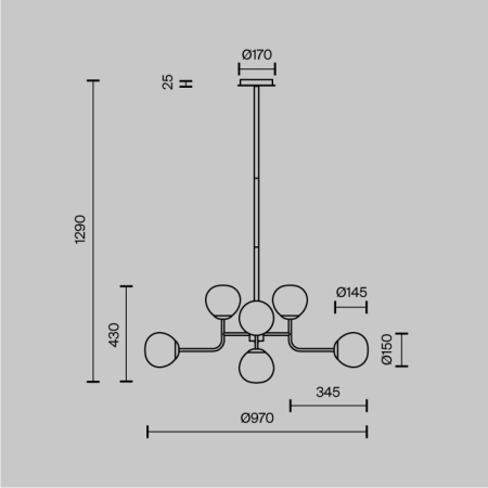 Люстра на штанге Maytoni MOD221-PL-08-G