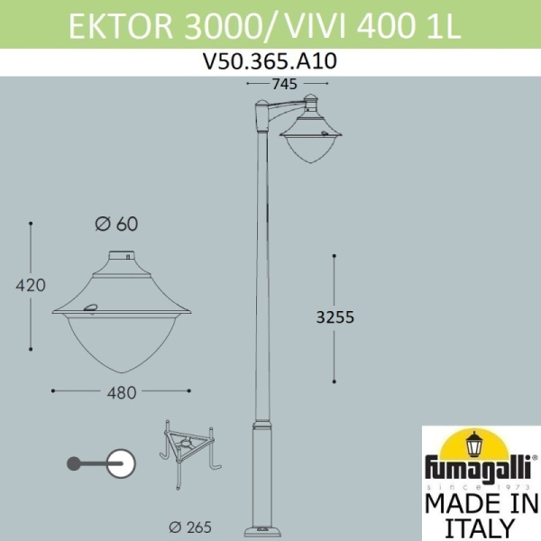 Садово-парковый светильник Fumagalli V50.365.A10.AXH27