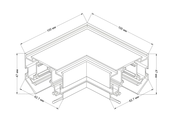 Crystal Lux Угол соединительный для встраиваемого магнитного трека в натяжной ПВХ потолок Crystal Lux CLT 0.234 01 BL