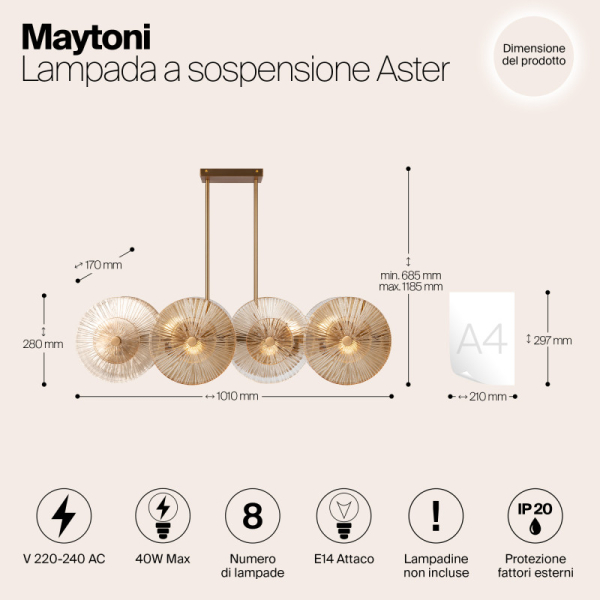 Люстра на штанге Maytoni MOD007PL-08G1