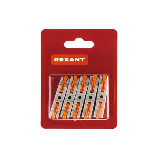 Клемма СМК 222-421 проходная 1 полюс (0,08-4 мм²), серая (5 шт./уп.) REXANT