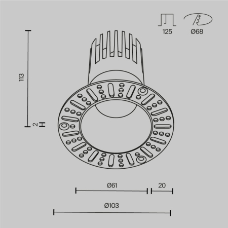 Встраиваемый светильник Maytoni Technical DL122-15W-3K-TRS-W