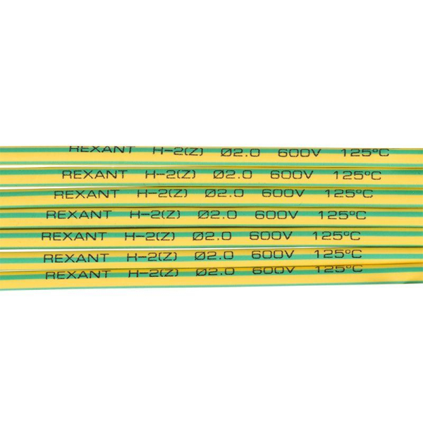 Трубка термоусаживаемая ТУТ нг 2,0/1,0мм, желто-зеленая, упаковка 50 шт. по 1м REXANT