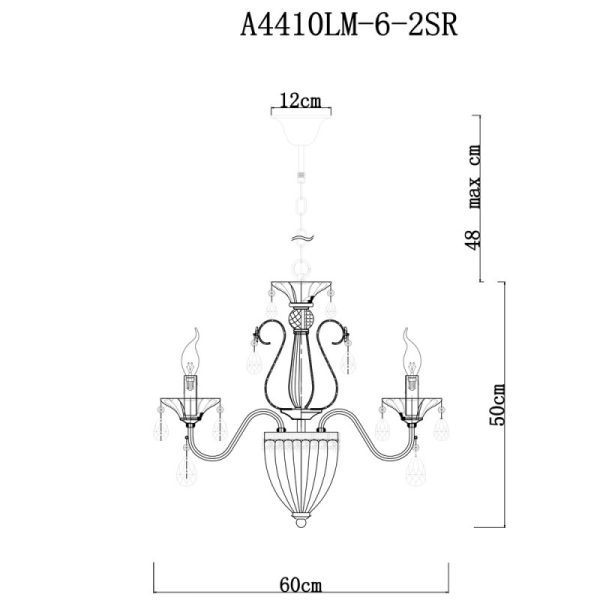 Подвесная люстра ARTE Lamp A4410LM-6-2SR