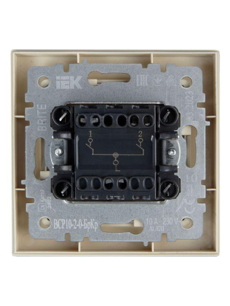 Выключатель 2-кл. СП BRITE ВСР10-2-0-БрКр 10А в сборе беж. IEK BR-V20-0-10-K10-F
