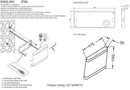 Светильник настенный Crystal Lux CLT 024W175 WH