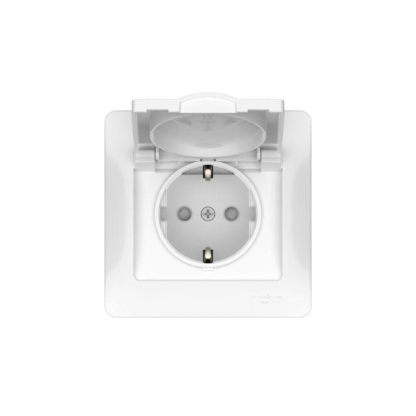 Розетка Glossa 16А IP20 с заземл. защ. шторки с крышкой быстрозажим. клем. в сборе бел. SE GSL000146S