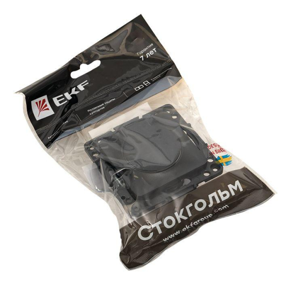 Розетка 1-м СП Стокгольм 16А IP44 с заземл. защ. шторки с крышкой механизм черн. PROxima EKF EZR16-028-10-44