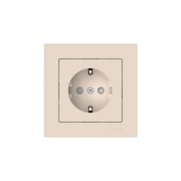 Розетка AtlasDesign 16А с заземл. защ. шторки быстрозажим. клем. в сборе беж. SE ATN000244S