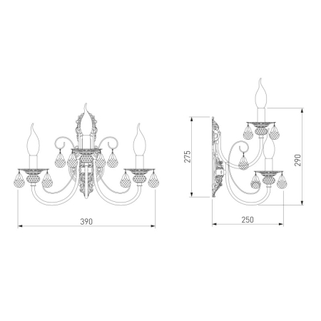 Бра Eurosvet 3305/3 латунь/прозрачный хрусталь