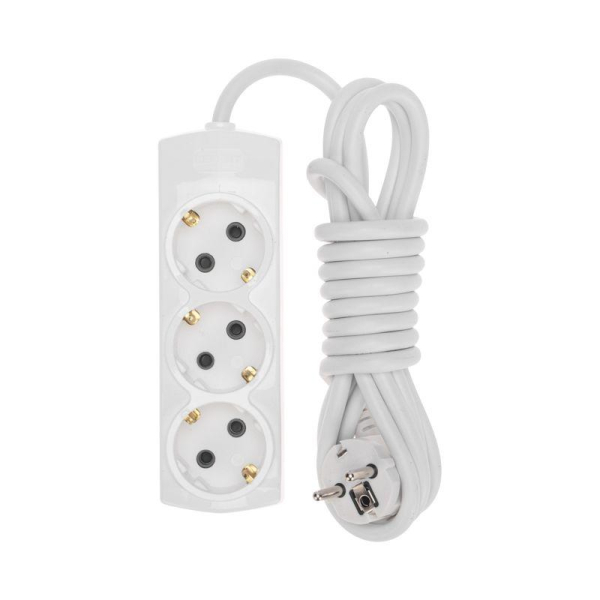 Удлинитель PREMIUM 3 гнезда, 3м, 3х1,5мм², с/з, белый REXANT