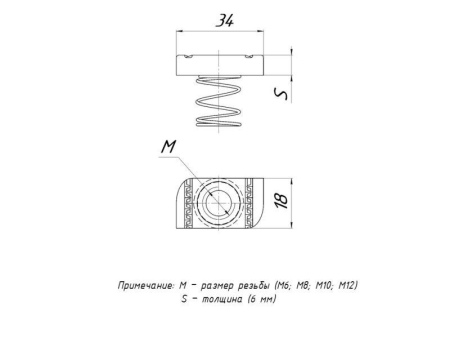 Гайка STRUT (канальная) М6 с короткой пружиной EKF stgkpM6