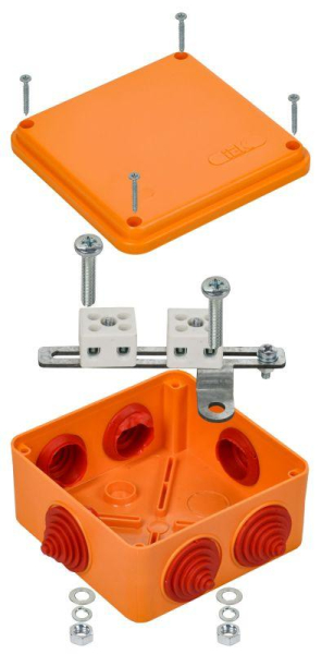 Коробка распаячная огнестойкая ПС 100х100х50 4P 4кв.мм IP55 6 вводов IEK UKF30-100-100-050-4-4-09