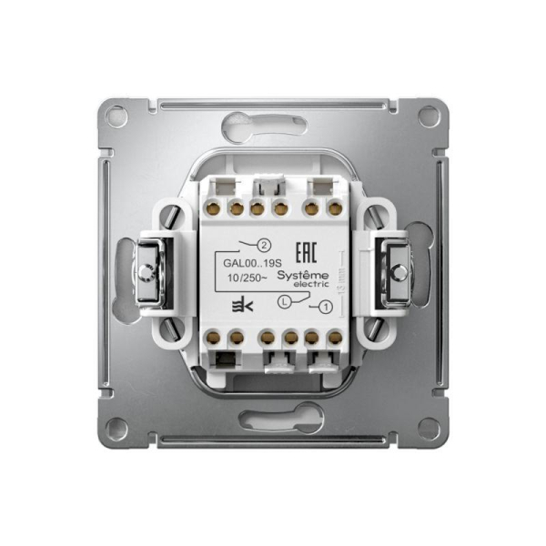 Выключатель для жалюзи 2-кл. ArtGallery 2х (сх. 4) 10А быстрозажим. клем. механизм алюм. SE GAL000319S