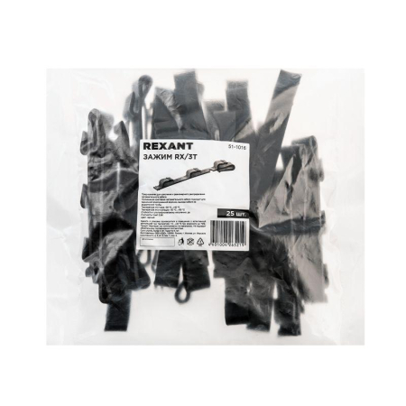 Зажим RX/3T для крепления греющего кабеля на одиночные водоприемные воронки, выходы кабеля из водосточной трубы, 25 шт. REXANT