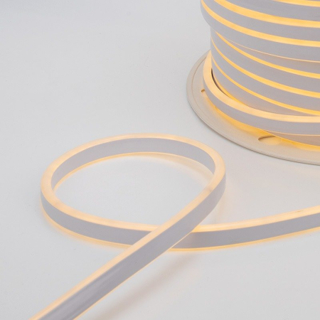 Гибкий неон 8х16мм двухсторонний 120 LED/м ТЕПЛЫЙ БЕЛЫЙ 230В бухта 100м (с комплектом подключения) NEON-NIGHT