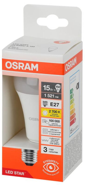 Лампа светодиодная LED Star 15Вт грушевидная 2700К E27 1521лм (замена 150Вт) OSRAM 4058075695382