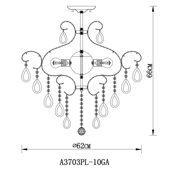 Люстра на штанге ARTE Lamp A3703PL-10GA