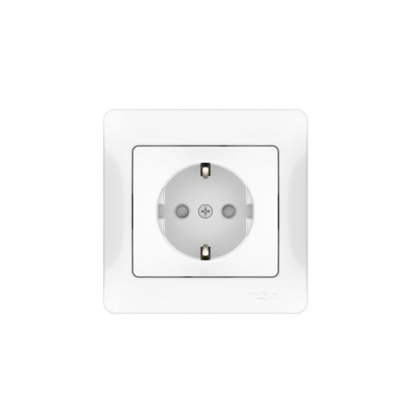 Розетка Glossa 16А с заземл. защ. шторки быстрозажим. клем. в сборе бел. SE GSL000144S