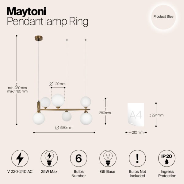 Подвесная люстра Maytoni MOD013PL-06BS1