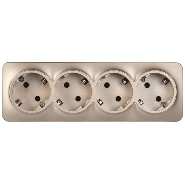 Розетка 4-м ОП GLORY РС24-3-ХШм 16А с заземл. без защ. шторок шампань матов. IEK ERH41-K37M-16
