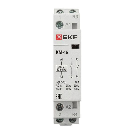 Контактор модульный КМ 16А NО+NC (1 мод.) EKF km-1-16-11