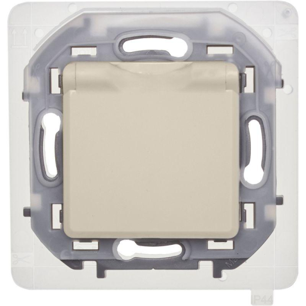 Розетка 1-м СП Inspiria 16А IP44 250В 2P+E защ. шторки с крышкой немецк. стандарт механизм сл. кость IEK 673741