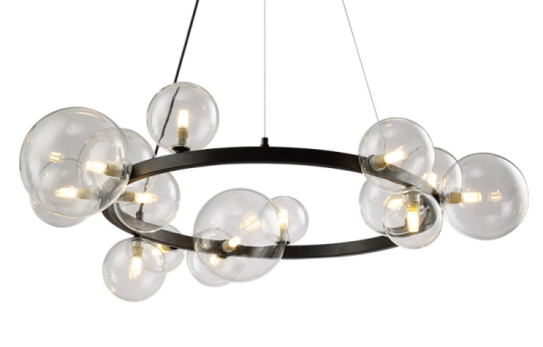 Подвесной светильник Crystal Lux AGATA SP15 BLACK/TRANSPARENTE