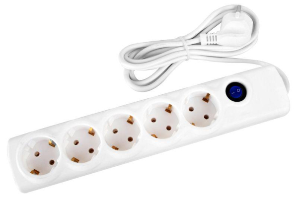 Сетевой фильтр 5х1.5 10А 2200 Вт ПВС 3х0.75 модель РВС16-005 Spi Volsten 14714