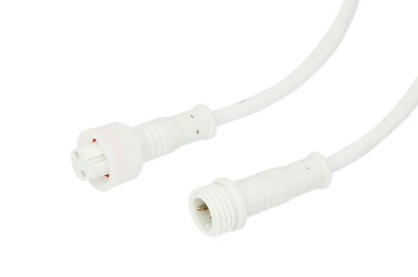 Соединительный кабель (2pin) герметичный (IP67) 2х0.35 мм² белый REXANT