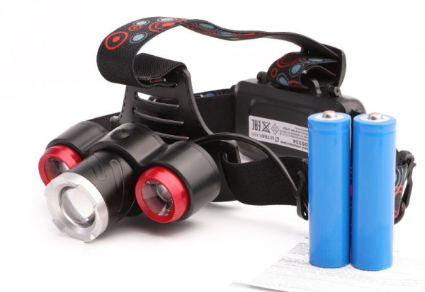 Фонарь налобный аккумуляторный LED5334 3.7В 3LED 5Вт фокус 2 ак. 4 реж. USB бокс черн. Ultraflash 15031