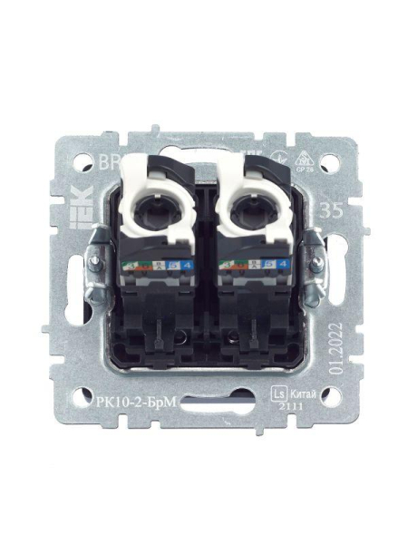 Розетка компьютерная 2-м СП BRITE RJ45 кат.5E РК10-2-БрМ механизм маренго IEK BR-K20-1-K35