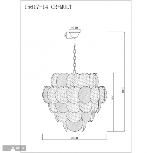 Подвесная люстра iLamp 15617-14 CR+MULT