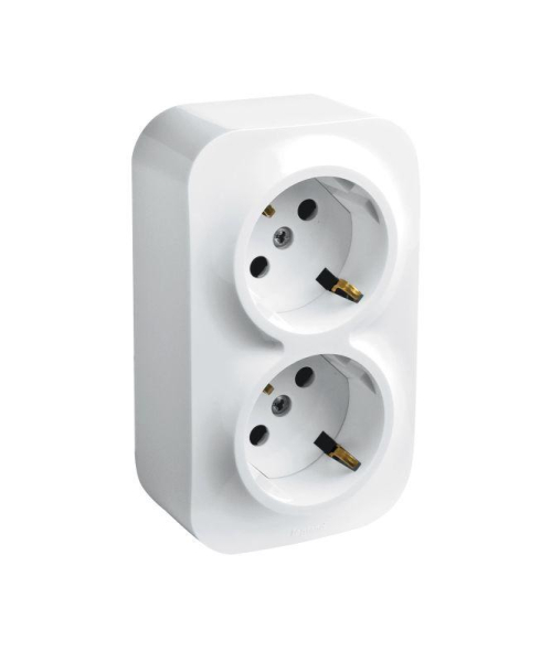 Розетка 2-м ОП Quteo 16А IP20 250В 2х2P+E с заземл. защ. шторки бел. IEK 782237