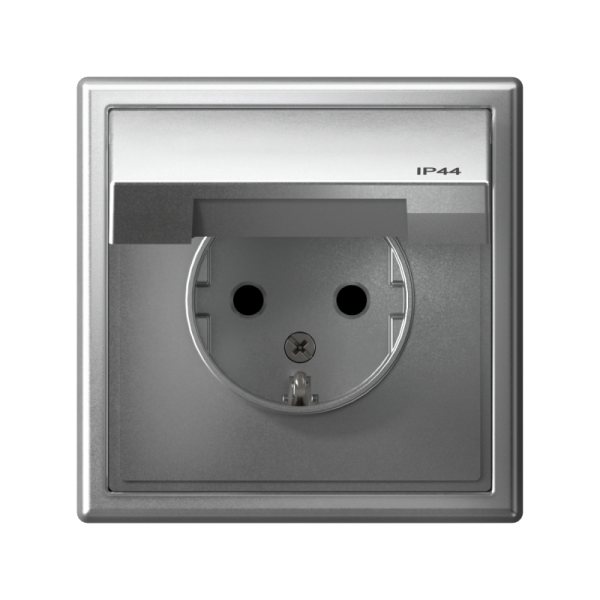Розетка ArtGallery 16А IP44 с заземл. защ. шторки с крышкой механизм алюм. SE GAL440346