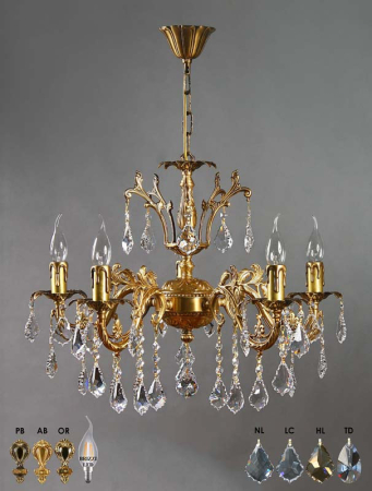 Подвесная люстра AMBIENTE by BRIZZI 2118/5 AB Leaf Crystal