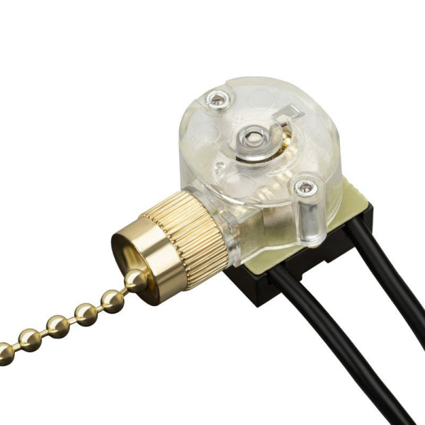 Выключатель для настенного светильника c проводом и деревянным наконечником «Gold», индивидуальная упаковка, 1 шт. REXANT