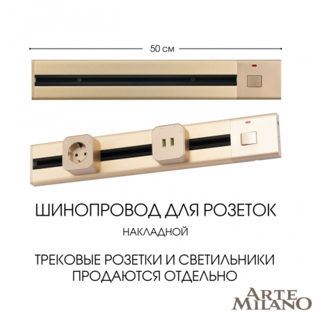 Трековая система розеток Arte Milano 385205TOB/50 Gold