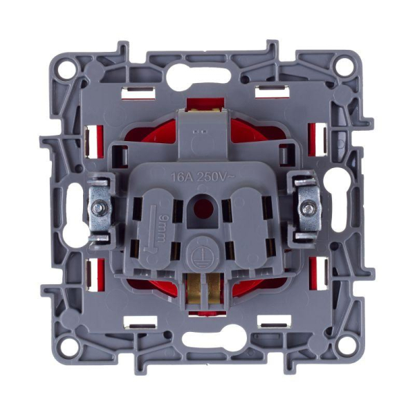 Розетка 1-м СП Etika 16А 250В 2P+E защ. шторки красн. IEK 672722