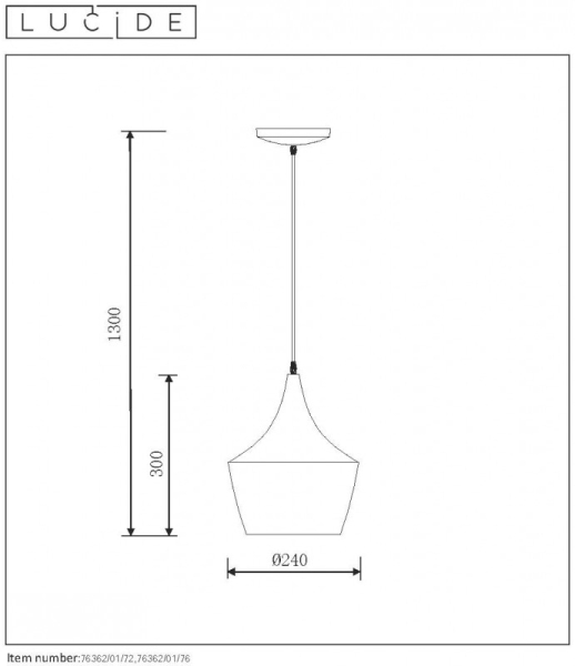 Подвесной светильник LUCIDE 76362/01/76