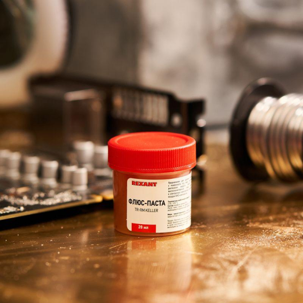 Флюс для пайки, паста TR-RM KELLER, 20мл, банка, блистер REXANT