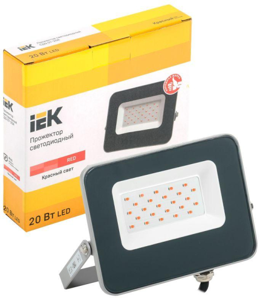 Прожектор светодиодный СДО 07-20R red IP65 сер. IEK LPDO7R-01-20-K03