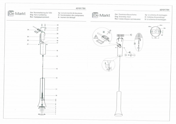 Подвесной светильник DeMarkt 631017701