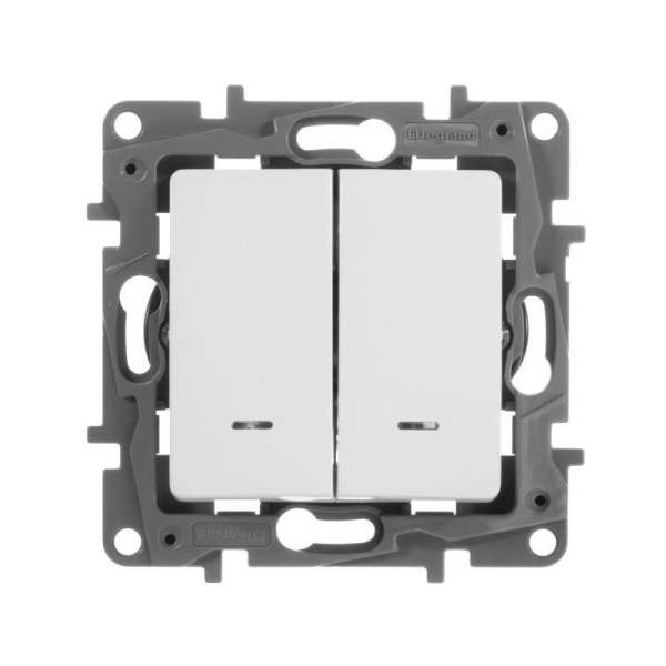 Переключатель 2-кл. СП Etika Plus 10А IP20 250В 10AX с подсветкой безвинтов. зажимы механизм бел. IEK 672216