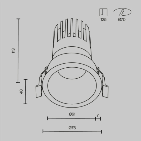 Встраиваемый светильник Maytoni Technical DL118-15W-3K-B